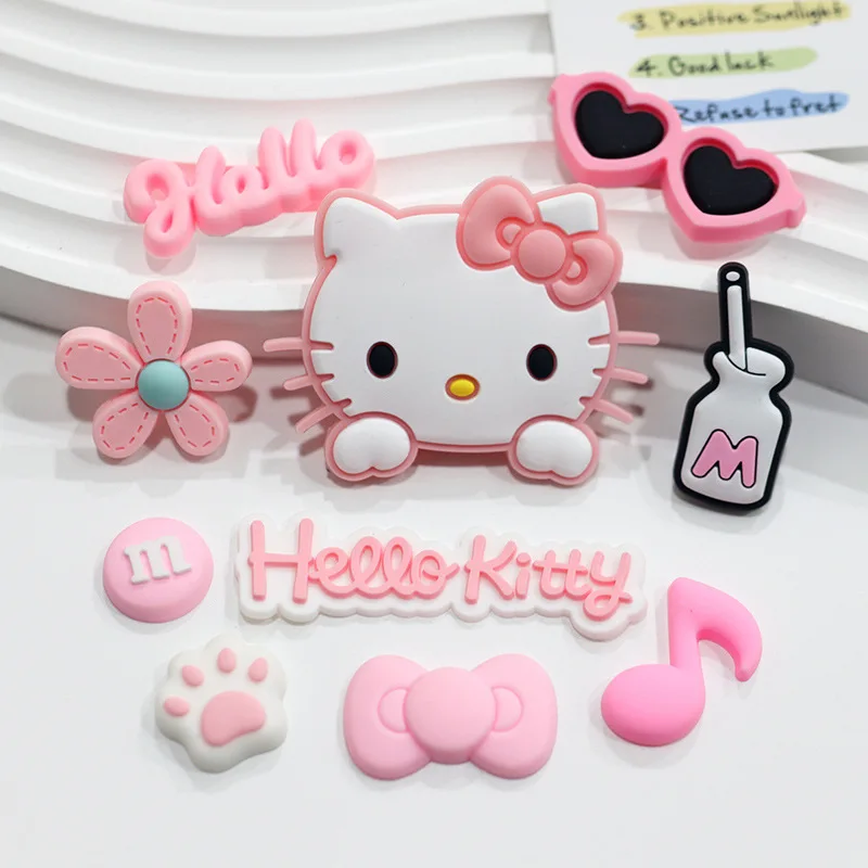 

Hot Toys Ugly Cute Pink Hello Kitty Shoes Charm Decorations Random matching PVC Decorations Detachable Waterproof For Party Gift