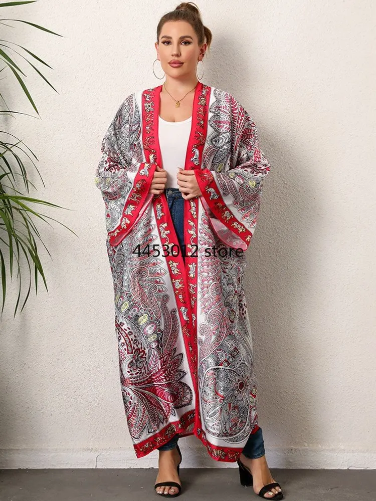 Women's Batwing Sleeve Kimono, Cover-up Cardigan Blouse, Sexy Cocktail Blouse, Boho Maxi Dress, Holiday Kaftan, Summer, 2023