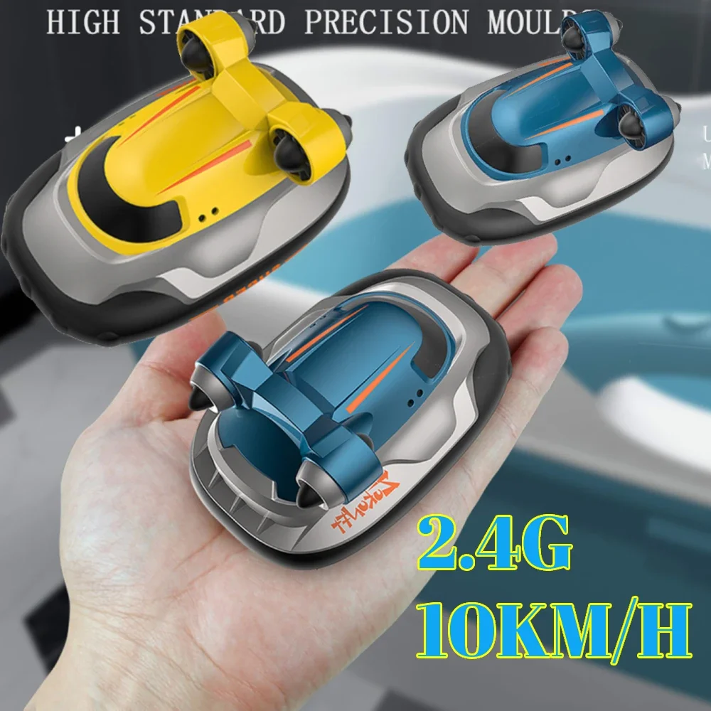 10km/h 4CH Mini RC Boat Water Game Toys Remote Control Speedboat High Speed Racing Ship for Pool Tub Kids Boys Birthday Gifts