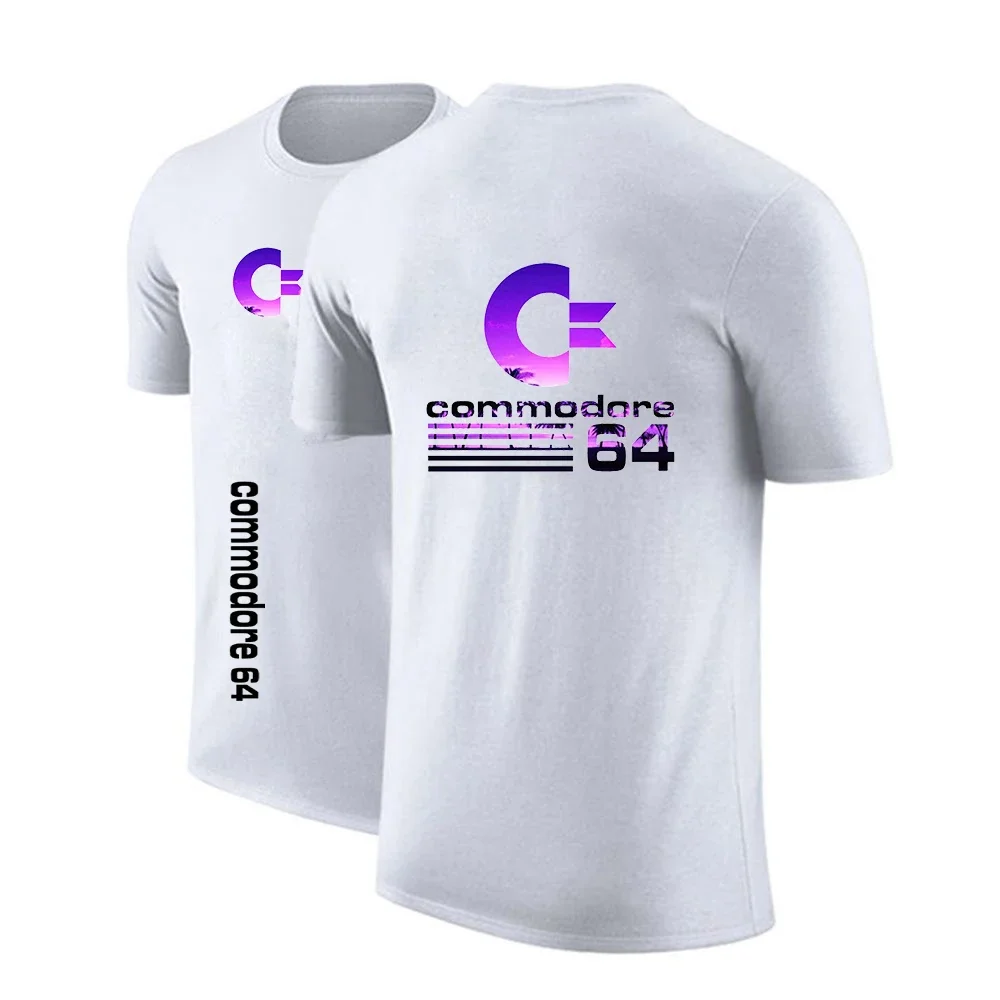 Commodore 64 2024 Men's New Harajuku Spring and Summer Short Sleeve Sports Slim Fit Top Breathable Quick Drying T Shirt