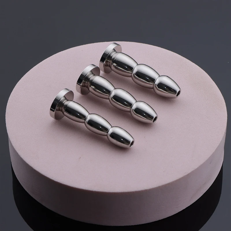 2023 Stainless Steel Hollow Male Urethra Plug Sounds Dilator 3 Beads Penis Plug Stretcher Men Rod BDSM Insert Catheter Sex Toy