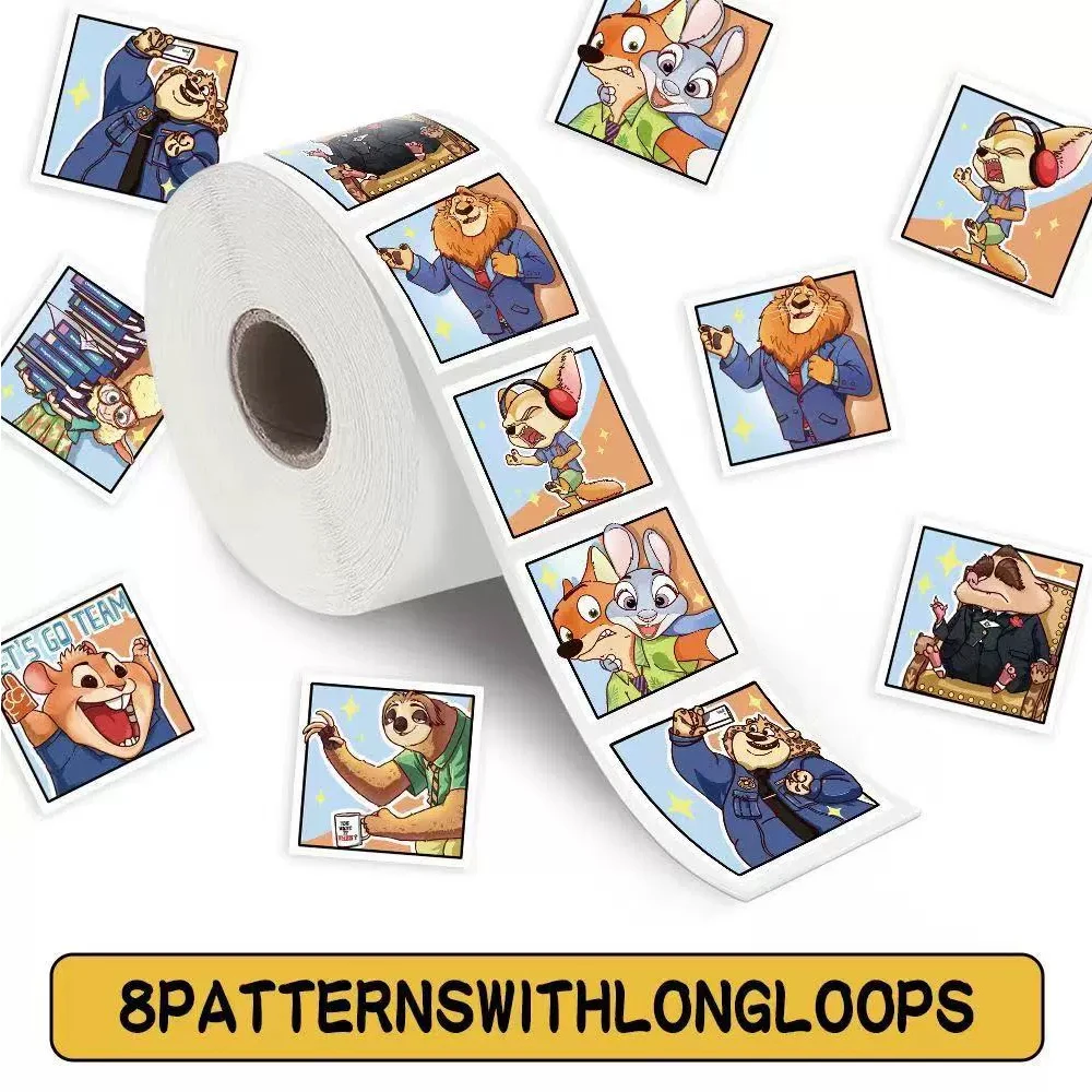 500pcs/roll Disney Cartoon Movie Zootopia Stickers Anime Sealing Label Sticker Notebook Guitar Phone Kids Reward Decals Toy Gift