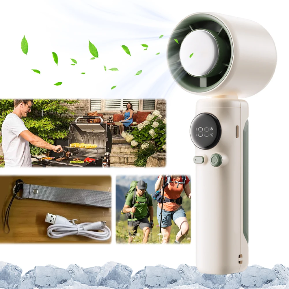 

Портативный ручной турбовентилятор с цифровым дисплеем мощности и скорости, USB-зарядка, для дома, офиса, путешествий и активного отдыха