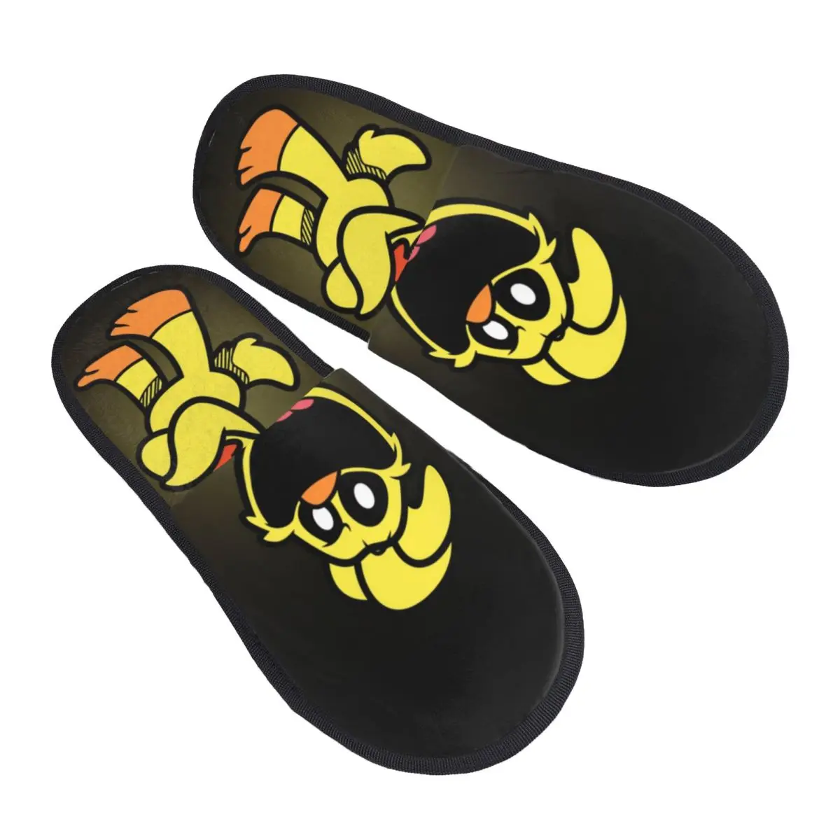 Custom Yellow Smiling Big Mouth Chicken Critters Guest Slippers for Bedroom Women Scarry Animated Game House Slipper