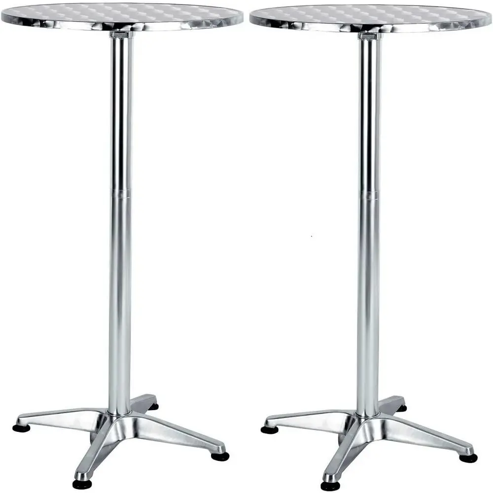 

Aluminum Outdoor Bar Height Table Set, 23.75 Round Top, 45 Height, Stainless Steel Base, 25.75 Diameter