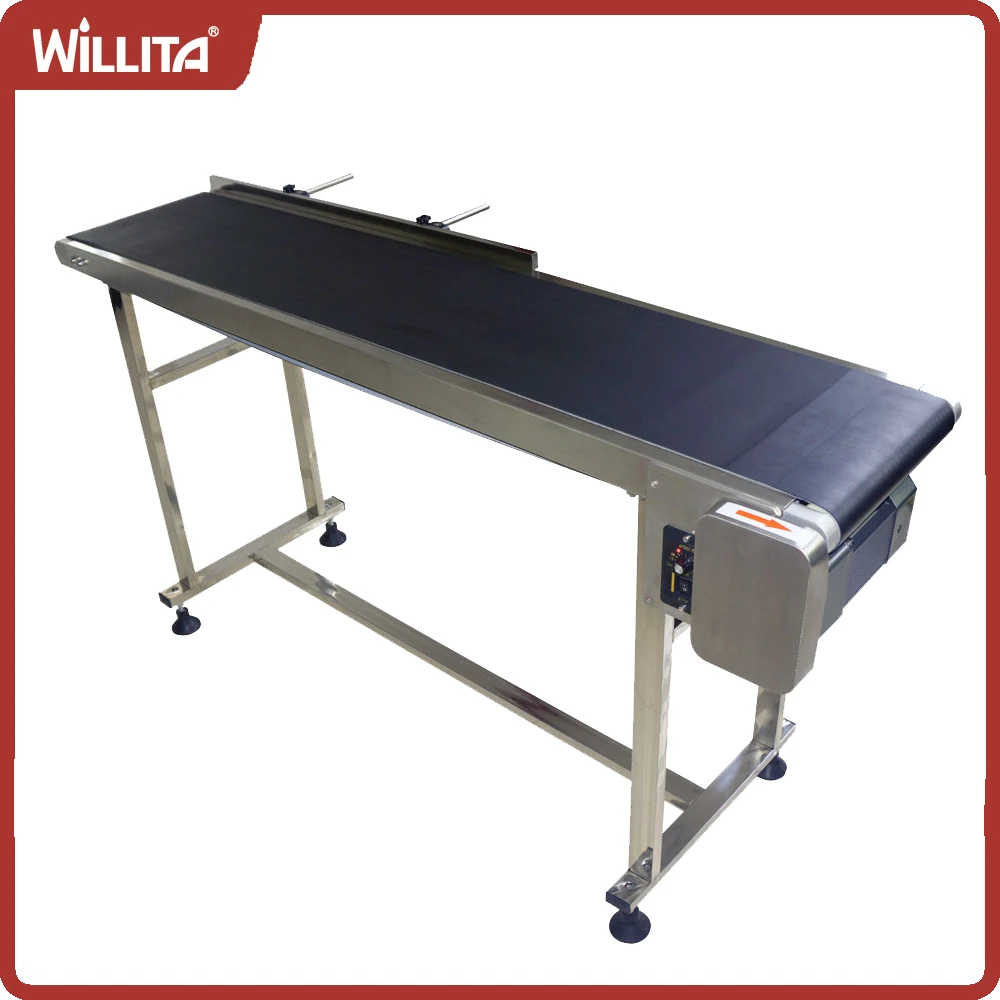 1500mm PVC Conveyor Belt Machine With Stainless Steel Adjustable Guardrail for Automatic Electric Industrial Inkjet Printer