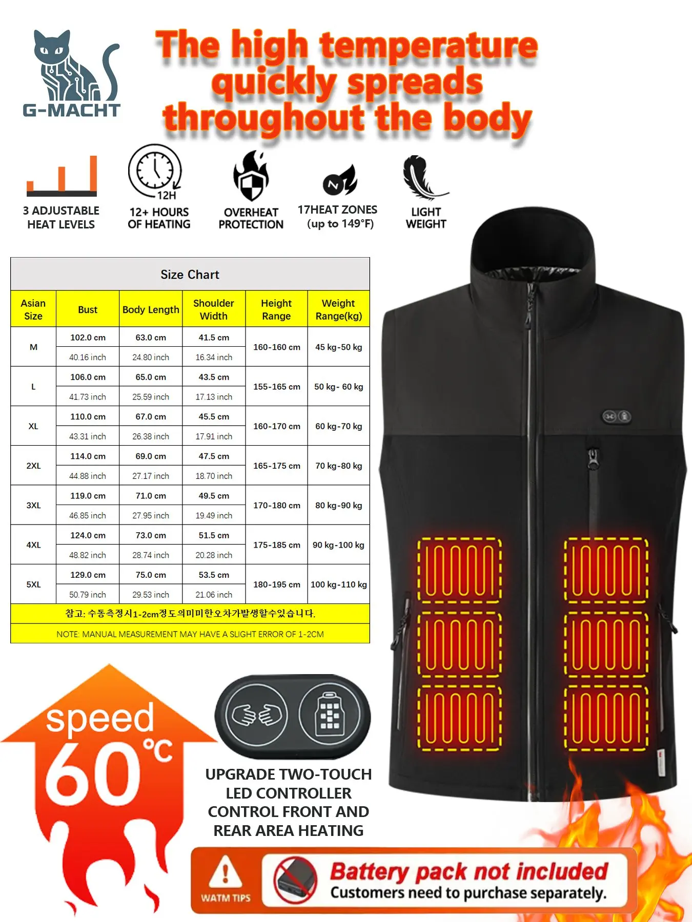 17 Heated Vest Zones Electric Heated Jackets Men Women Sportswear Heated Coat Graphene Heat Coat USB Heating Jacket For Camping