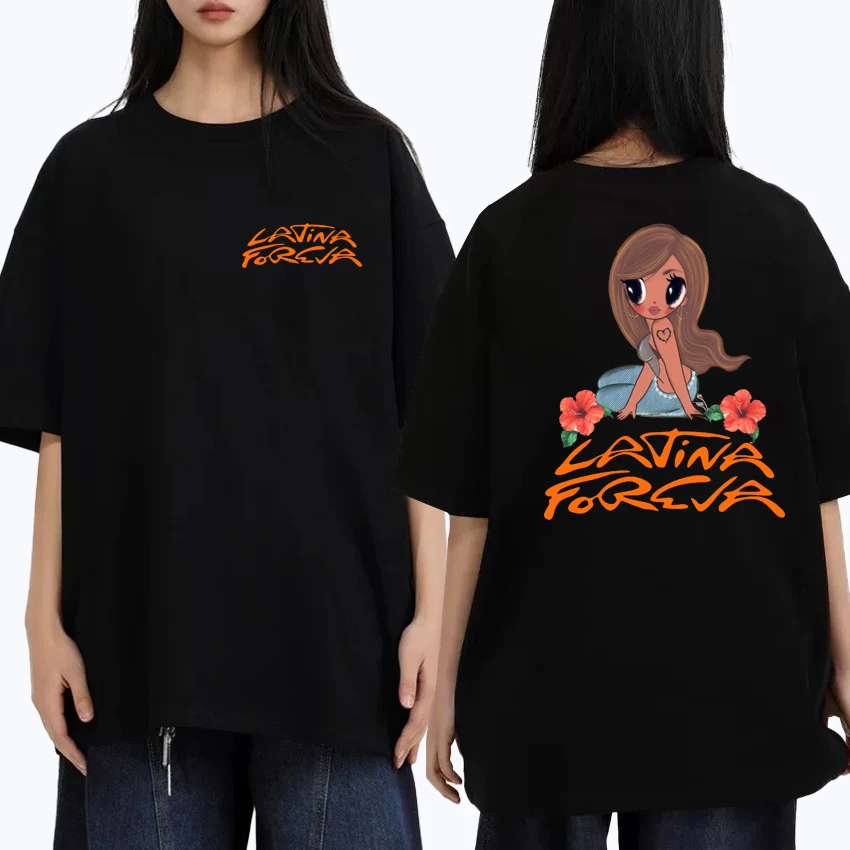 

Hot Singer Karol G Double Sided print short sleeve T-shirts 2025 New Men Women Fashion Y2k Tops Unisex 100% Cotton black T shirt