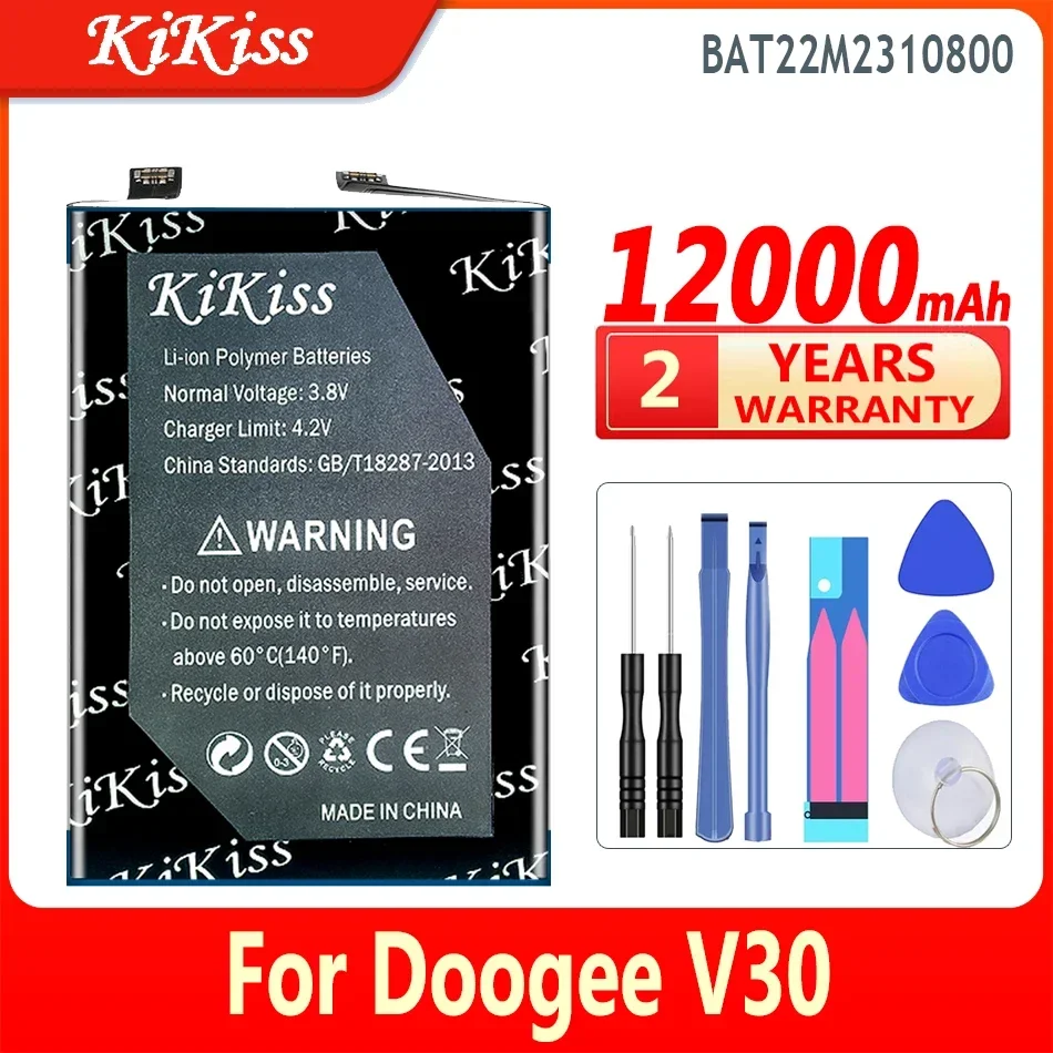 

12000mAh KiKissl Battery BAT22M2310800 For Doogee V30 Bateria High Capacity