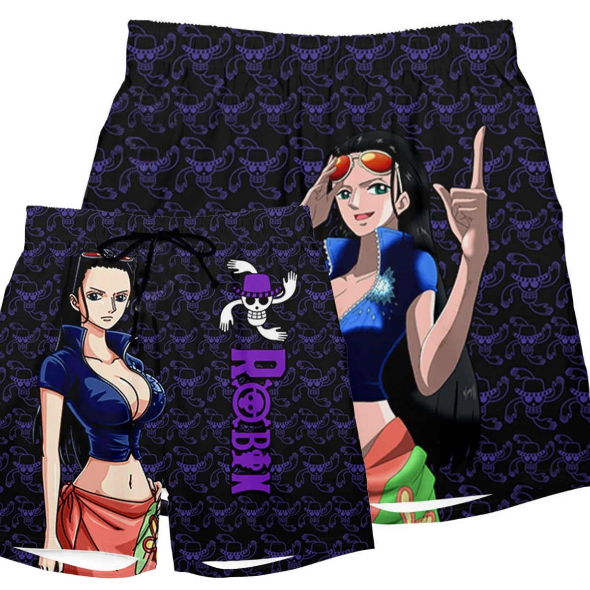 

Мужские шорты 2026 Summer One Piece с принтом черепа Нико Робин, быстросохнущие, для пляжа, спортзала, тренировок, повседневные, спортивные, для плавания