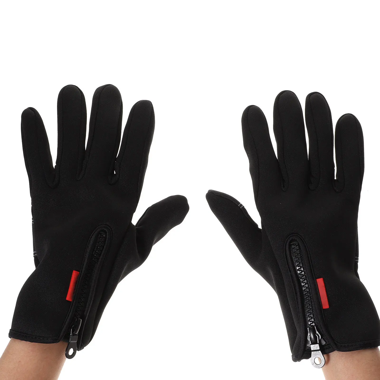 1Pair Windproof Touchscreen Thermal Winter Gloves with Fleece Lining 2-Finger Cut Design for Riding Cycling Hiking Climbing