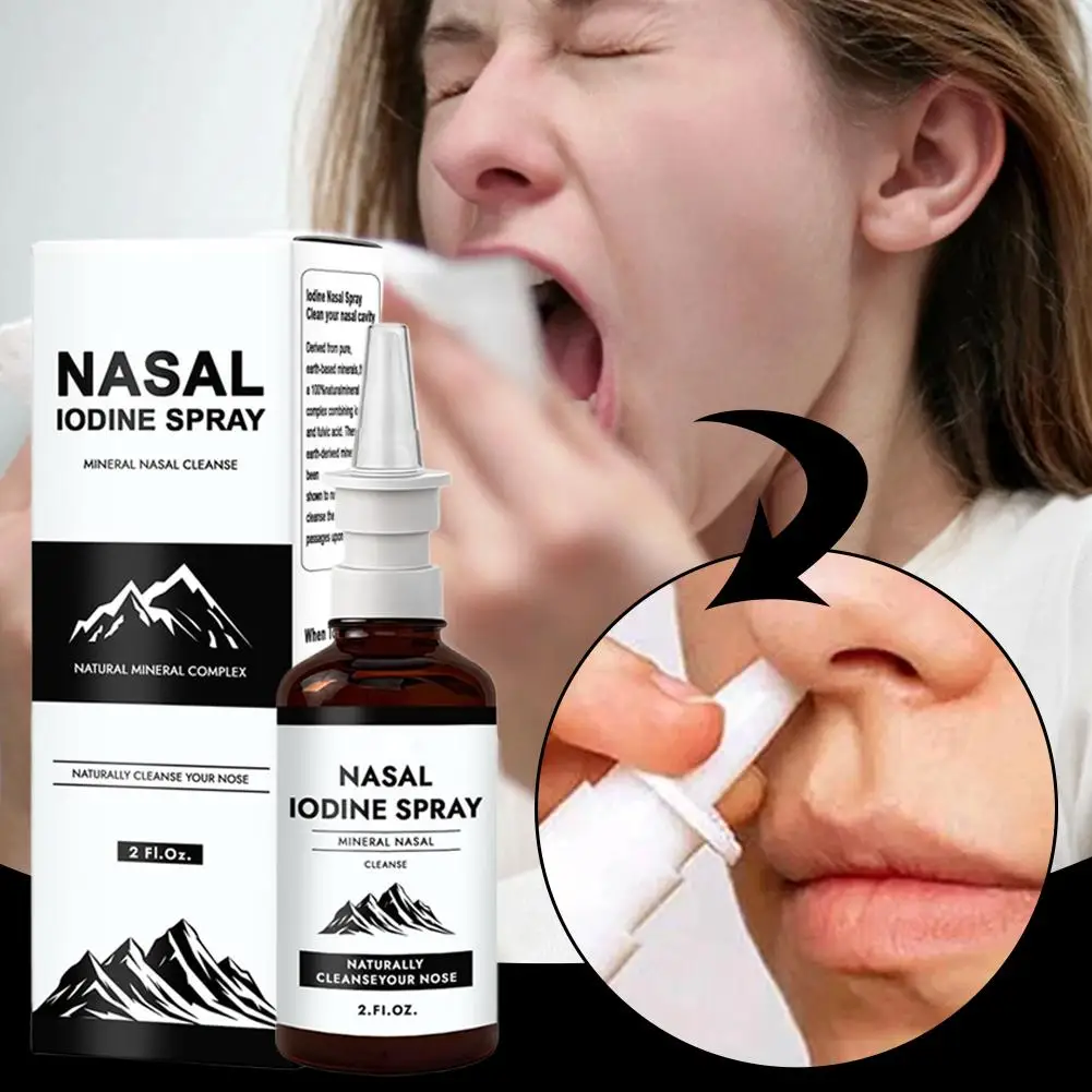 60ml Iodine Nasal Spray Gentle Cleaning Nasal Remove Nasal Congestion Pollutants Relieve Nasal Care Moisturizing Nasal T5M4