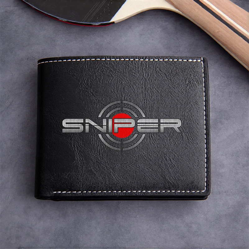 SNIPER Logo Embossed PU Leather Wallet for Men Slim Lightweight Durable Business Style Compact Design