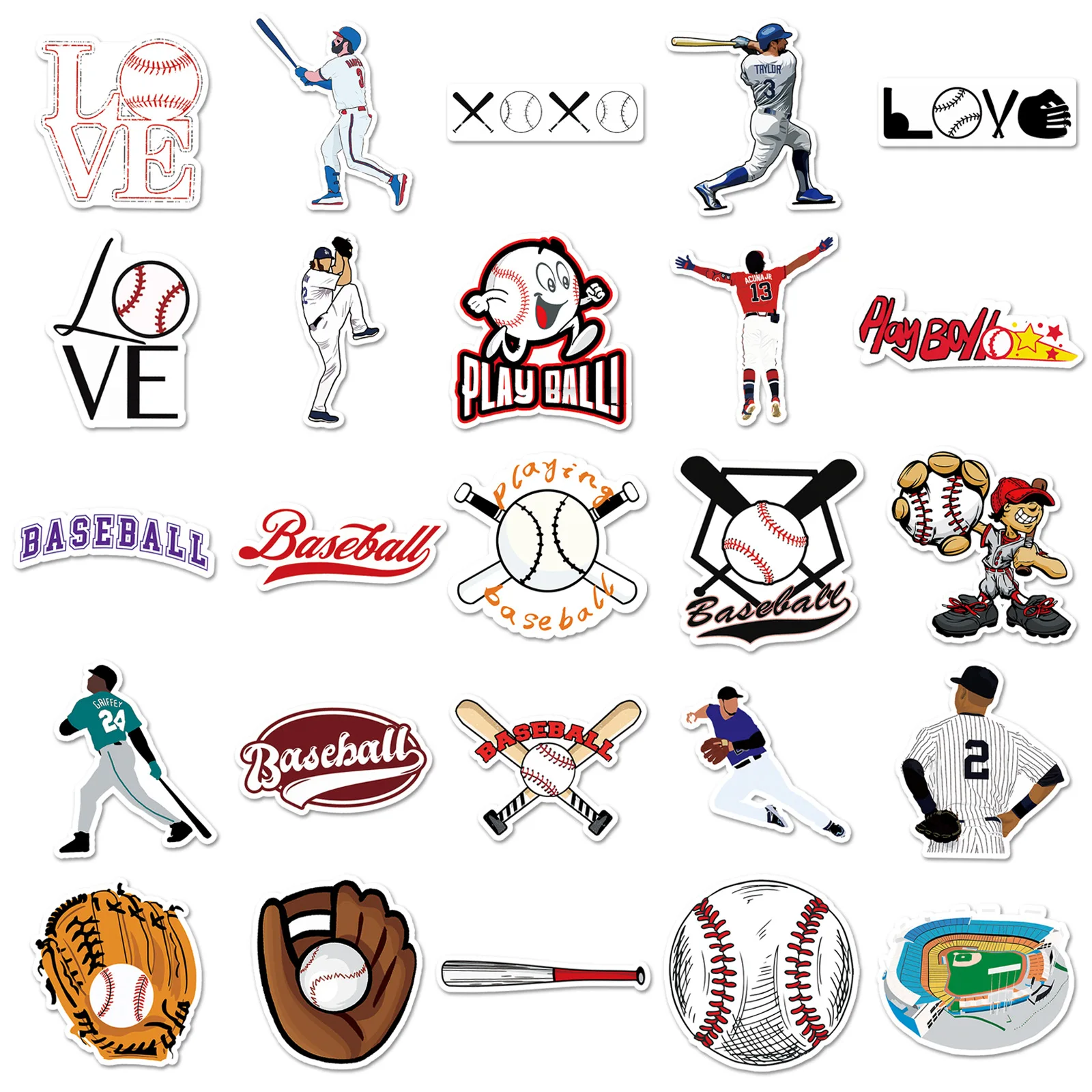 10/50pcs kreative Cartoon Sport Baseball Notebook Gepäck Hand Konto Dekoration Gitarre Telefon wasserdichte Aufkleber Großhandel