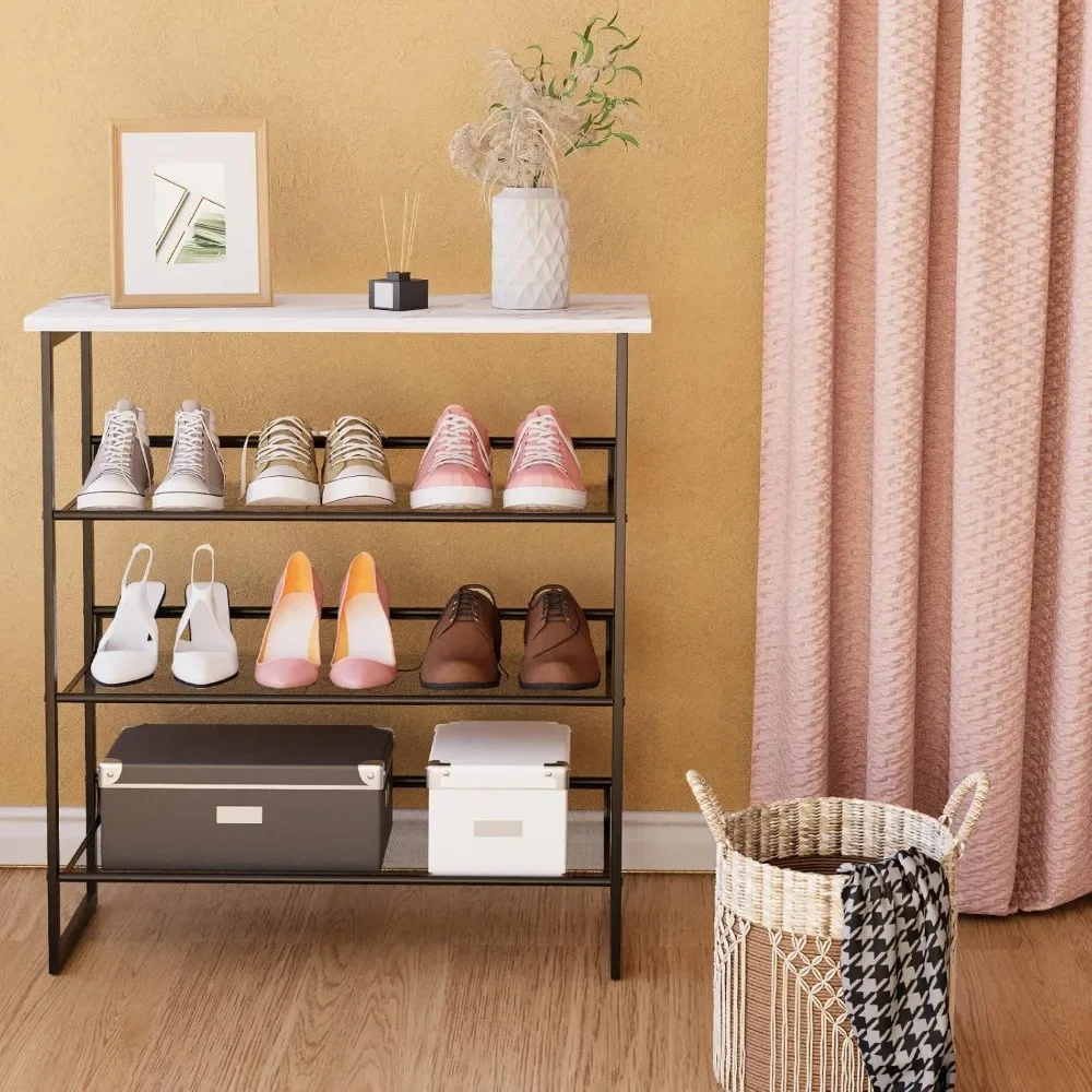 3-Tier Tilting Adjustable Freestanding Shoe Rack 6-Pairs 25.2 in Length for Durability and Stability for Entryways,