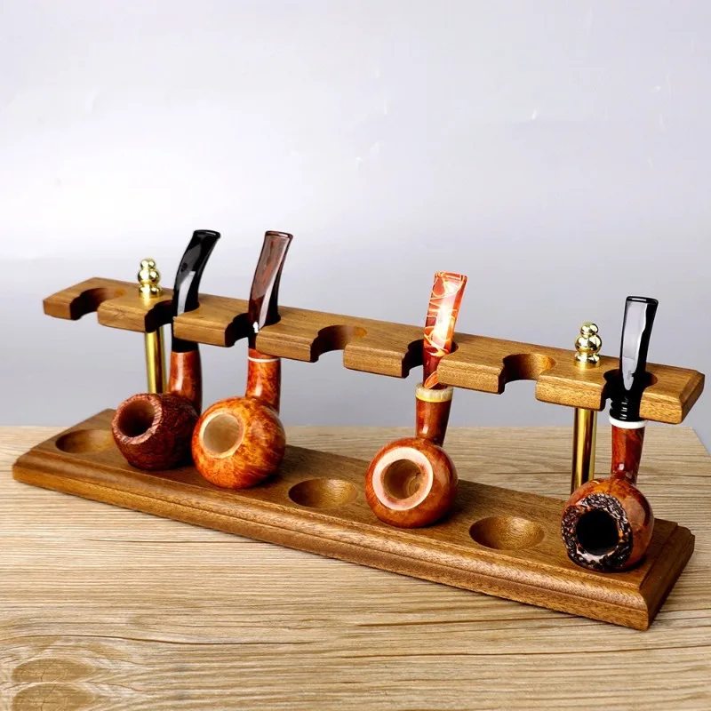 

Household Wooden Incense Walnut Wood Solid Wood Tobacco Pipes Rack 7-seater Display Stand