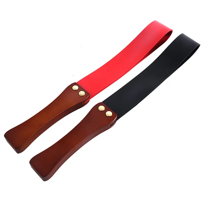 

47CM PU Leather Whips,Handmade Walnut wood Handle,PU Leather Horse Paddle Training Crop Equestrian Submissive Riding Beat Bat