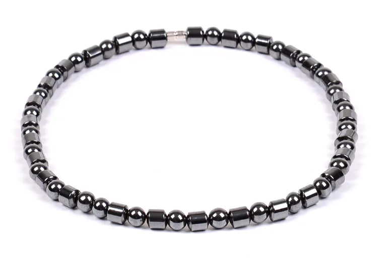 Hot Fashion Magnetic Hematite Flat Round Beads Black Hematite Necklace for Men Women Healthy Care Trendy Gift Jewelry Necklaces