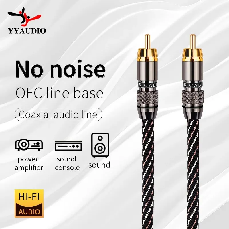 YYAUDIO HiFi RCA Coaxial Audio Cable Hi-End Rca to Rca Male SPDIF Digital Coaxial Cable for DVD Projector TV Speaker Amplifier