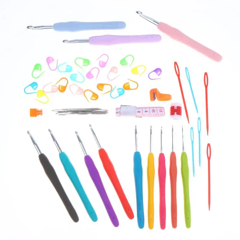 Tragbares Häkelnadel-Set, mehrfarbige Stricknadeln mit Aufbewahrungstasche, Werkzeugset zum Weben für DIY-Strick-, Näh- und Bastelprojekte. – Detail 8