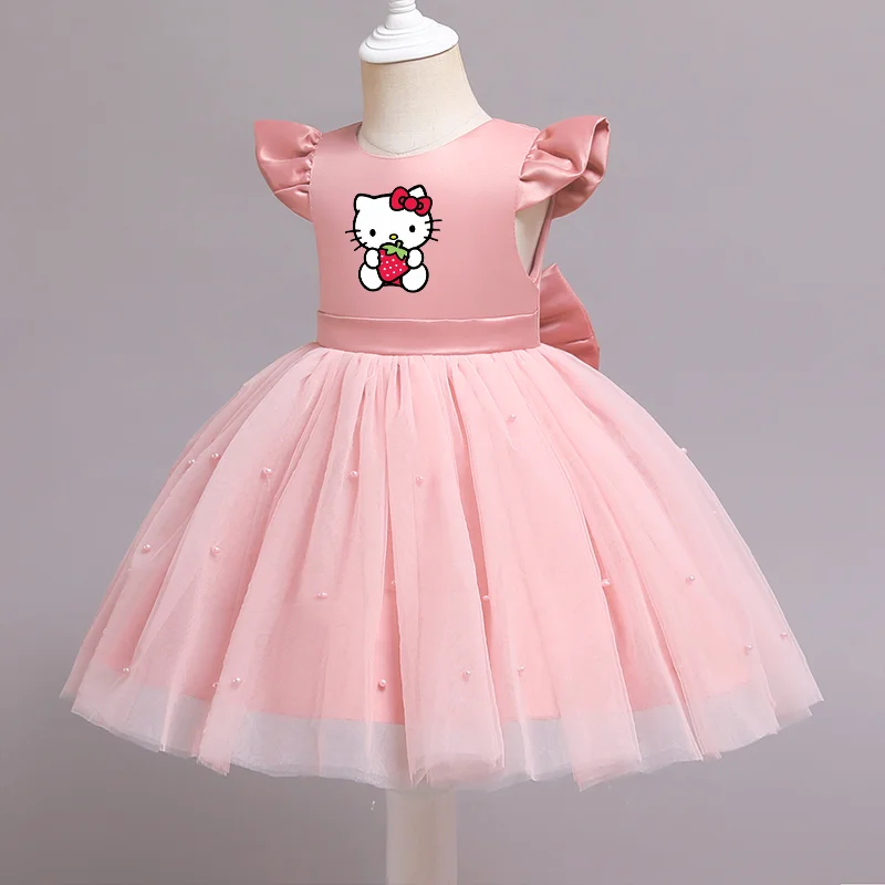 

Hello Kitty Elegant Princess Lace Dress Kids Dresses For Girls Vintage Children Birthday Party Dresses Christmas Clothes