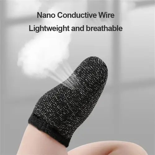 Imagen 2 del producto 1 par para PUBG Gaming funda para el dedo transpirable yemas de los dedos a prueba de sudor antideslizante cubierta para la yema del dedo guantes para el pulgar para juegos móviles 