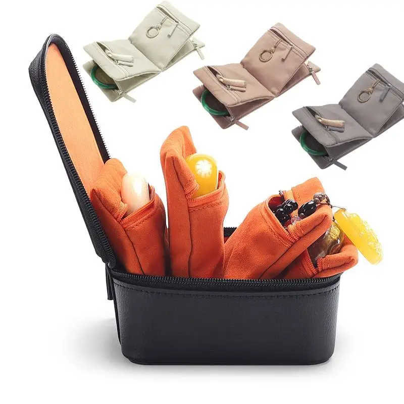 Organizzatore di gioielli pieghevole Griglie multiple Custodia con cerniera in velluto Collana Bracciale Delicato contenitore per orecchini ad alta capacità