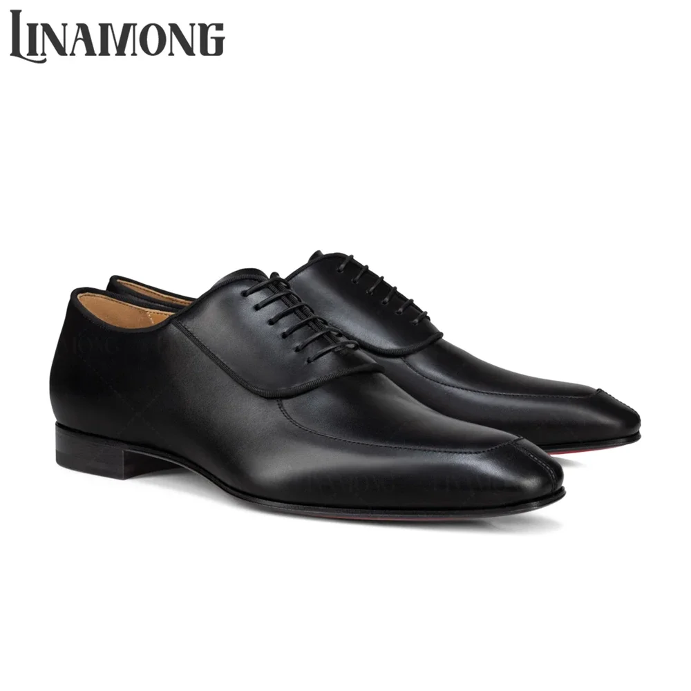 

Classic Style Solid Color Oxford Shoes Almond Toe Lace up Comfortable Leather Shoes Concise Style Designer Handmade Derby Shoes