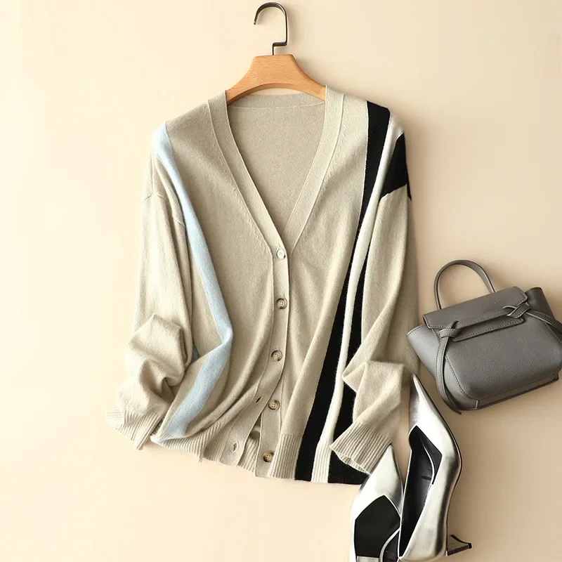 

autumn winter new arrival premium 100% cashmere oversized cardigan europe fashion designers patchwork chic outerwear womens