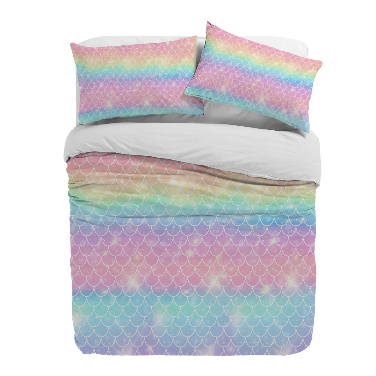 

Mermaid Scales Ocean Rainbow Duvet Cover With Pillow Case Custom 3pcs Bedding Set Quilt Cover Double Bed Home Textile