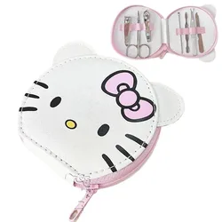 Hello Kitty Nail Clipper 7piece Set Kawaii  Cute Girl Cartoon Scissors Household Eyebrow Clip Tweezers Students Manicure Tools