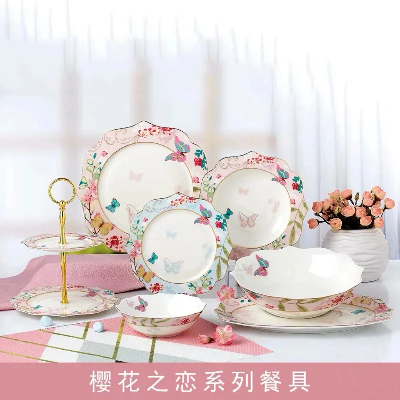 Ceramic Household Plates, French Steak Plates, Bowls, Bone China Fish Tableware