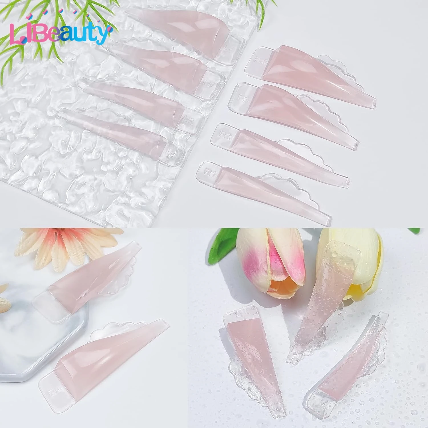 Libeauty 4 pares j & c onda silicone cílios perm almofadas pegajosas hastes escudo levantamento 3d cílios modelador acessórios ferramenta de maquiagem