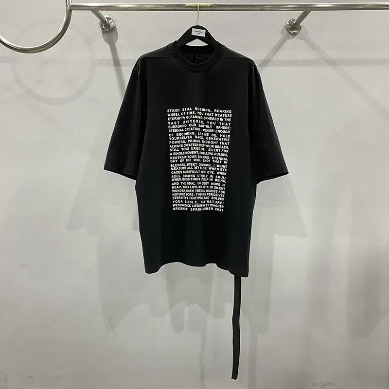 25ss Rick Graphic T Shirts Y2k Streetwear High Quality Printed Men Clothings Summer RO Owens Oversized Floating Belt Design