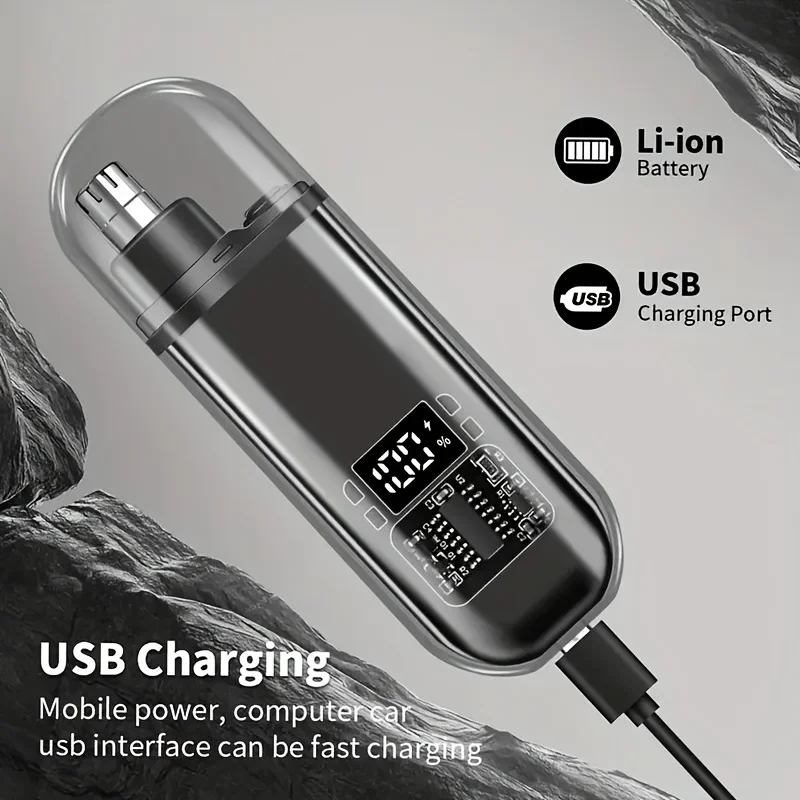 Nose Hair Trimmer, Unisex, Professional Painless Nose Hair Trimming, Battery Digital Display, Double-Edged Blade Easy to Clean