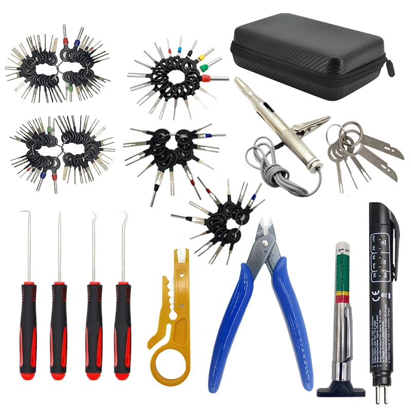 Car Repair Hand Tools Terminal Removal Electrical Wiring Wire Harness Crimp Connector Pin Extractor Kit  With 4pcs Pick Hook Set