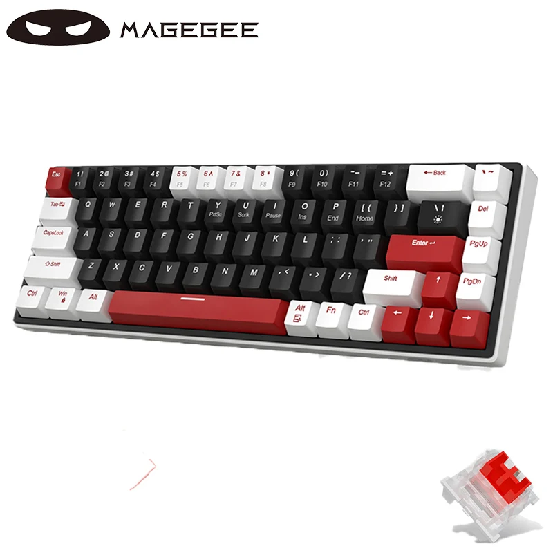 MageGee 60% Mechanical Gaming Keyboard, 68 Keys Hot-Swappable Compact Blue LED Backlit, SKY68 Wired Ergonomic