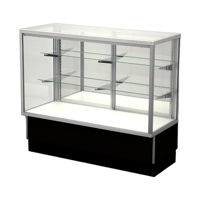 

Custom. full aluminum insert display cabinet for jewelry shop assembled tempered glass display glass showcase