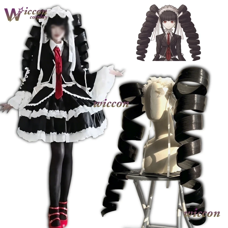 

YesOk Yasuhiro Taeko Cosplay Wig Gothic Handmade Danganronpa Celestia Spiral Twin-Tail Wig Ponytail Custom Cosplay Wig