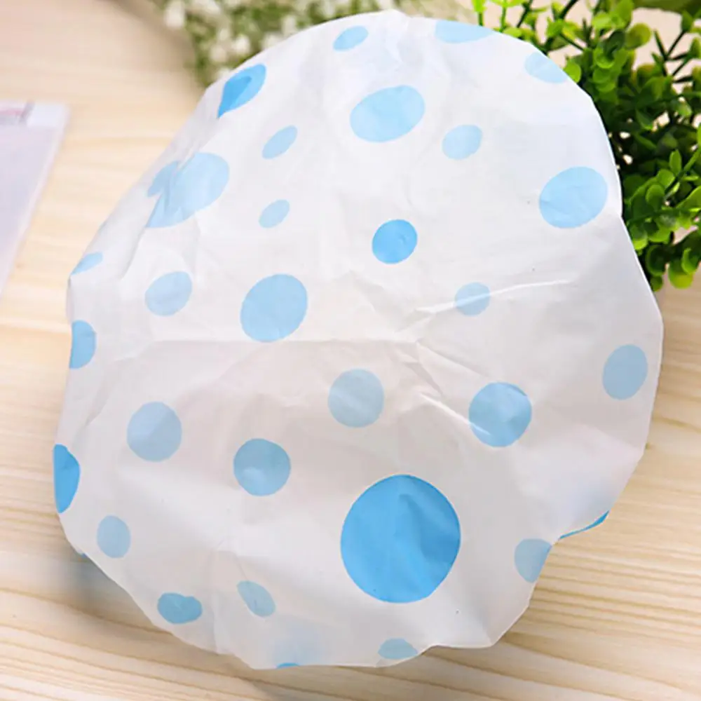 Lovely Dots Thickened Waterproof Transparent Shower Cap Bathroom Bathing Hat Oil Fume Cap Spa Hair Salon Bathroom Accessories