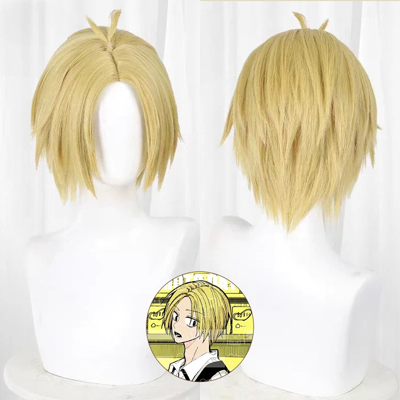 Perruque de Cosplay Synthétique SakamPain Dencipour Homme, Cheveux Jaunes, Accessoires de Jeu, ixd'Halloween, Shin Asakura, 30cm