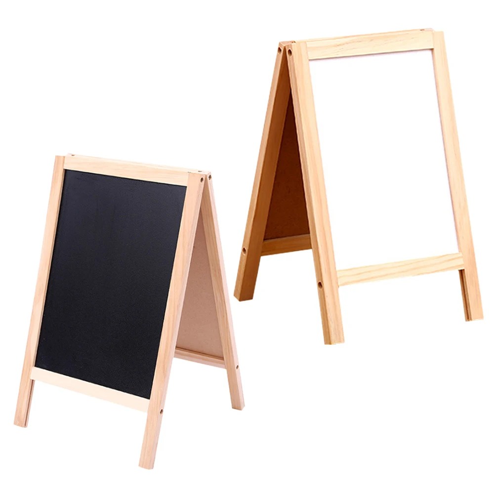 

2pcs Rewritable Kids Chalk Board Small Blackboard Double Sided Erasable Whiteboard Student Child Wooden Foldable Teaching Aid