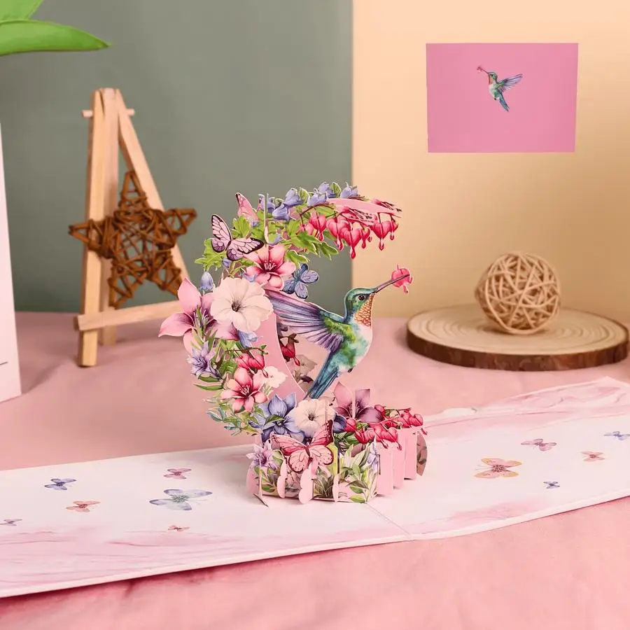 1/5/10/20/50/100pcs Hummingbird Pop-Up Card, Happy Valentine'S Day, Happy Mother'S Day, Happy Birthday Greeting Card with Note C
