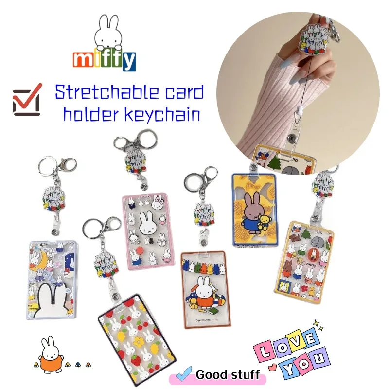 New Miffy Rabbit Card Set Creative Personalized Stretch Anti-loss High-value Cartoon Cute Bus Card Certificate Protective Cover