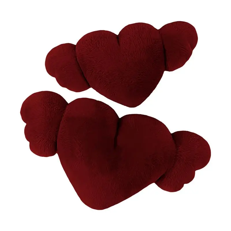 general Car Pillow For Driving Seat Heart 2X Plush Heart Shaped Pillow With Wings Cozy Cute Car Pillow Headrest For Driving Home