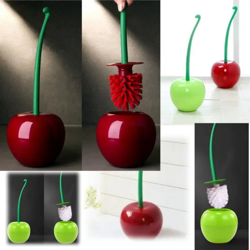 Red Toilet brush toilet holder bathroom accessories Creative Lovely Cherry Shape Lavatory Brush Toilet Brush Holder Set