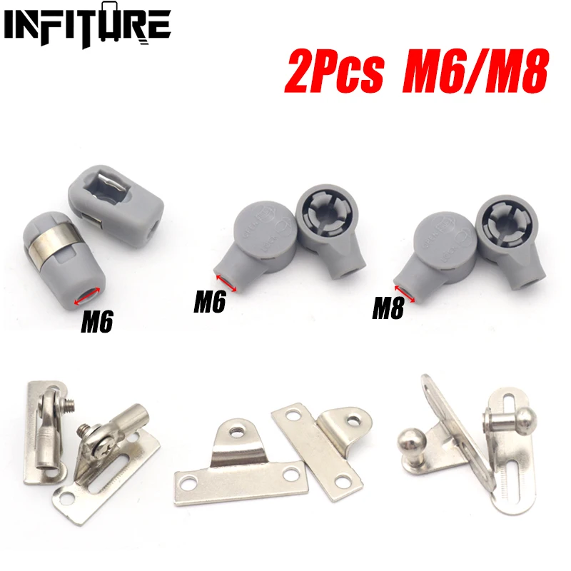 2Pcs Universal Car M6 M8 Gas Strut Rod End Fitting Ball Pin Connector Joint Valve Thread Head For Boot Front Bonnet Trunk Home