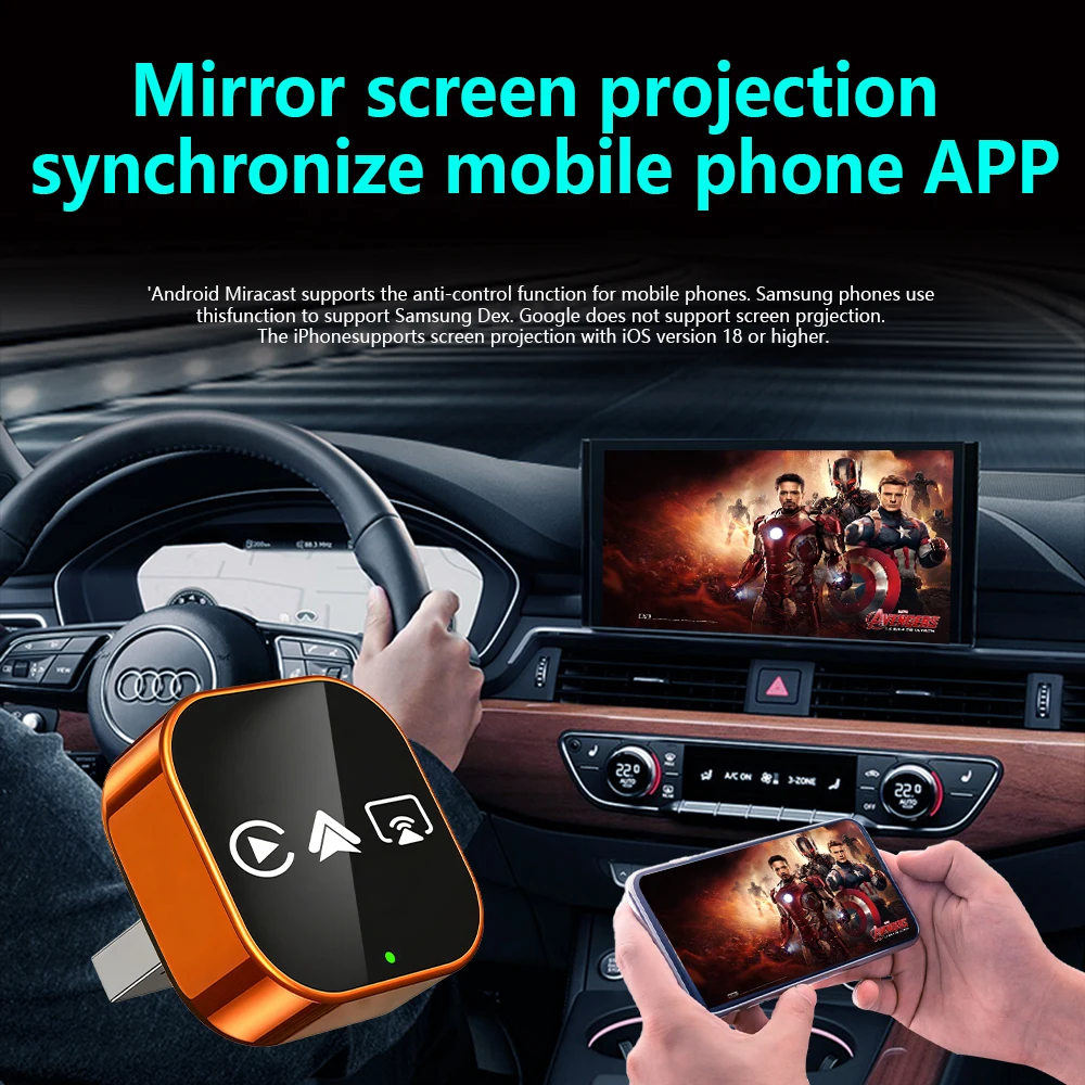 Picture 7: 2026 Upgrade 4-in-1 Wired to Wireless CarPlay Android Auto Adapter with Screen Mirroring ios CarPlay/Android Auto/Mirroring