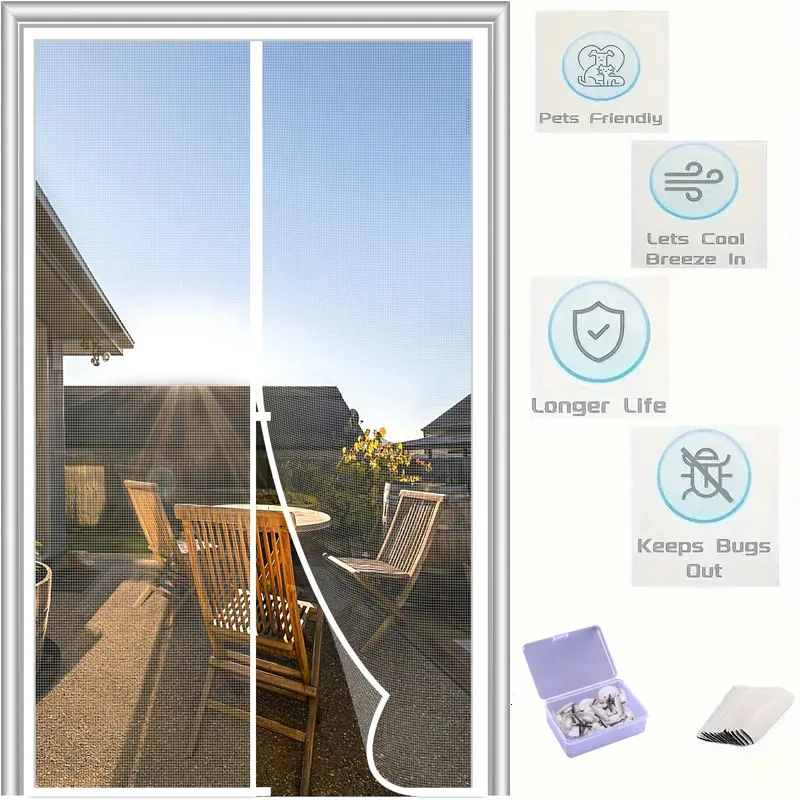 Magnetic Mosquito Net Door Curtain – Anti-Bug Insect Screen for Windows & Doors, Reusable Outdoor Home Garden Protection Mesh