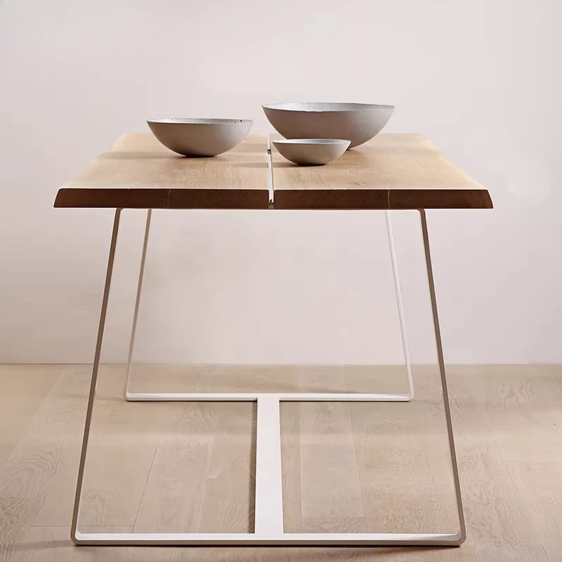 

Nordic simple solid wood dining table minimalist workbench log retro dining table